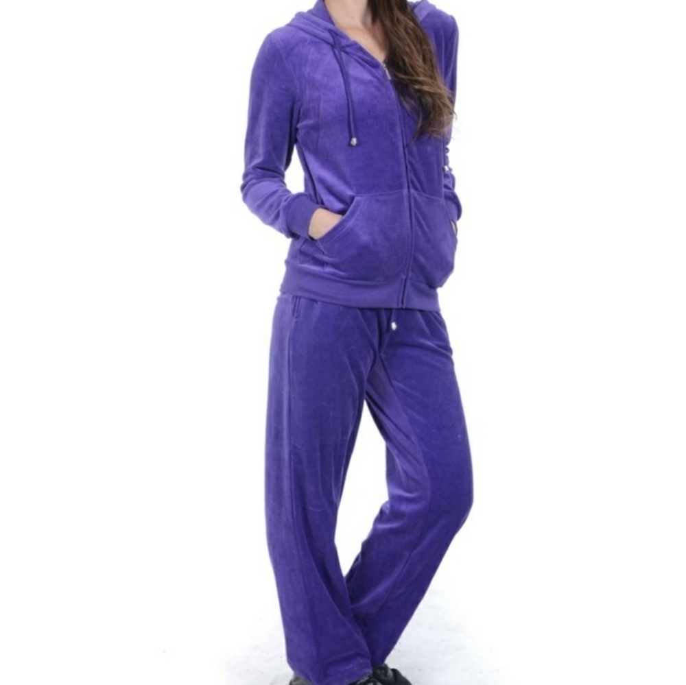 Tek Gear Velour Purple Hoodie Pants Set XL